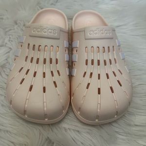 Size 8 Pink Adidas Slides.  Slightly worn